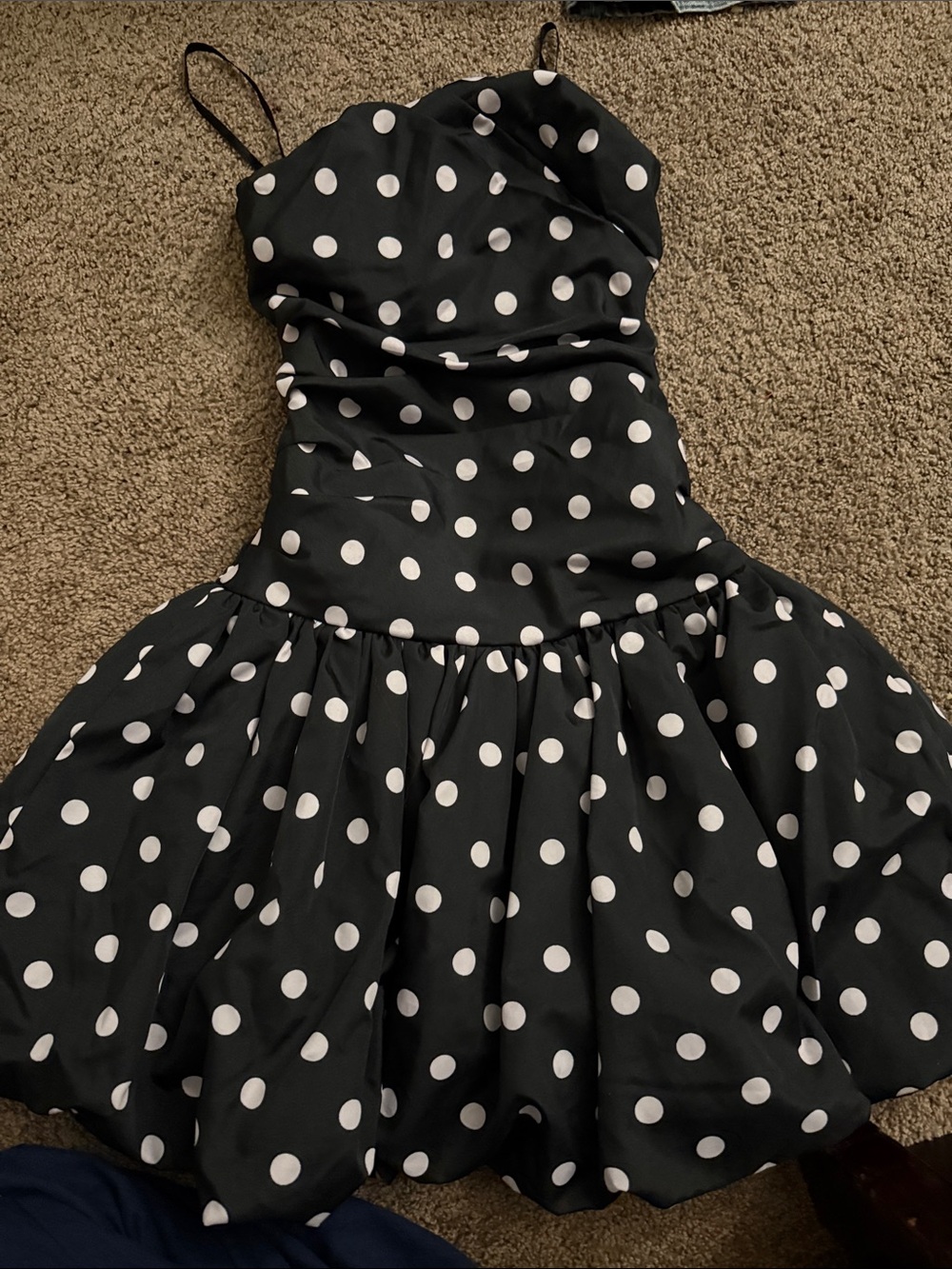 Strapless Black & White Polka Dot Party Dress